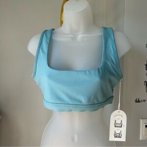 Blogilates women’s crisscross back Sport bra in cameo blue size Medium NEW